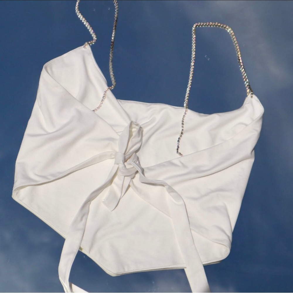 Self tie bandana top with “diamond” straps